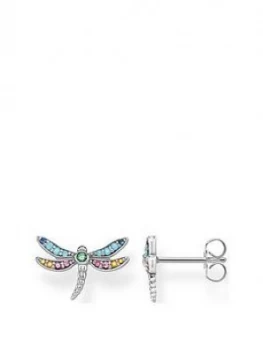 Image of Thomas Sabo Sterling Silver Multicoloured Dragonfly Stud Earrings, One Colour, Women