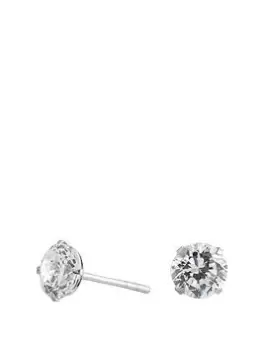Image of Simply Silver 6Mm Round Brilliant Cubic Zirconia Stud Earrings