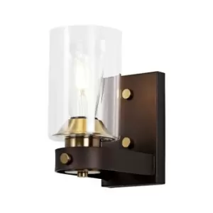 Image of Wall Lamp 1 Light E27, Brown Oxide, Bronze With Clear Glass Shades - Luminosa Lighting