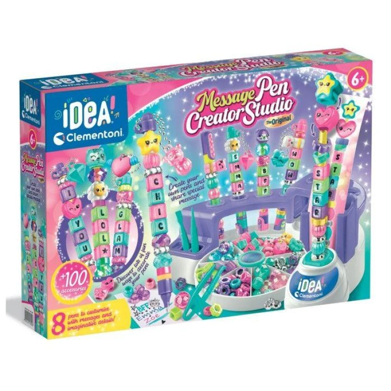 Image of Clementoni The Message Pens - Customise Colourful Pens with Beads Stickers and Letters for Kids 6+