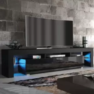 Image of TV Unit 200cm Sideboard Cabinet Cupboard TV Stand - Black