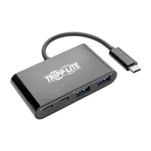 Image of Tripp Lite U460-004-2A2CB 4-Port USB-C Hub USB C to 2x USB-A 2x USB-C USB 3.0 Black USB 3.2 Gen 2 (3.1 Gen 2) Type-C USB 3.2 Gen 2 (3.1 Gen 2) Type-C
