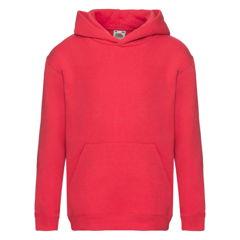Image of Fruit of the Loom Premium 70 30 Hooded Sweatshirt Hoodie in Red Size: 12-13 Years Red Unisex 12-13 Years