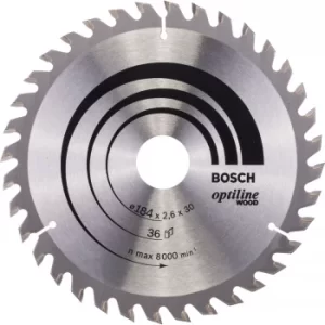 Image of Bosch Optiline Wood Cutting Saw Blade 184mm 36T 30mm