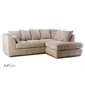 Image of Canolo Luxury RHF Corner Chaise Jumbo Cord Sofa - Coffee - Coffee