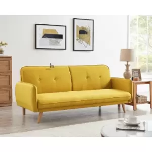 Image of Home Detail - Belmont Mustard Fabric Sofa bed