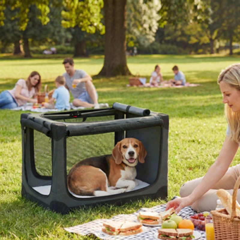 Image of Pawhut Collapsible Dog Crate Portable Pet Travel Carrier 76 X 54 X 54 Cm