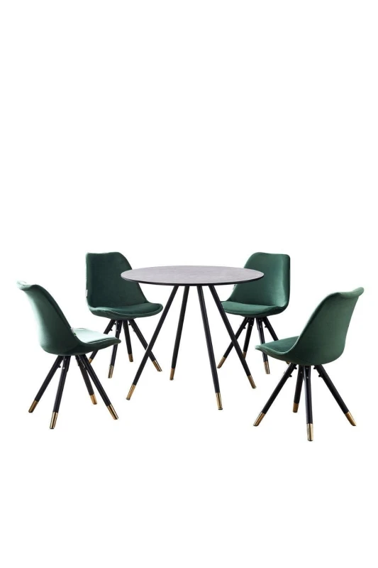 Image of Life Interiors Life Interiors Sofia' Dorchester LUX Dining Set with a Table and Chairs Set of 4 in Green Green One Size Unisex 5060926385181