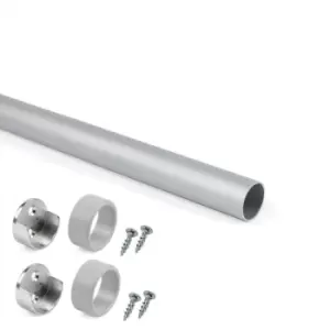 Image of Moderix Wardrobe Rail Round Aluminium with End Supports - Size 400mm