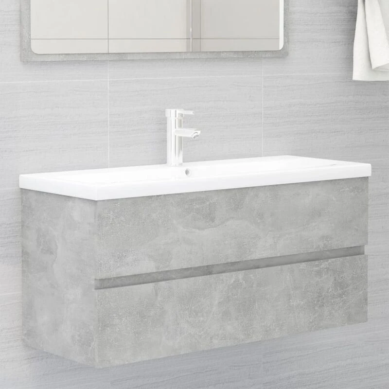 Image of VIDAXL Sink Cabinet with Built-in Basin Concrete Grey Engineered Wood vidaXL 8720286378113