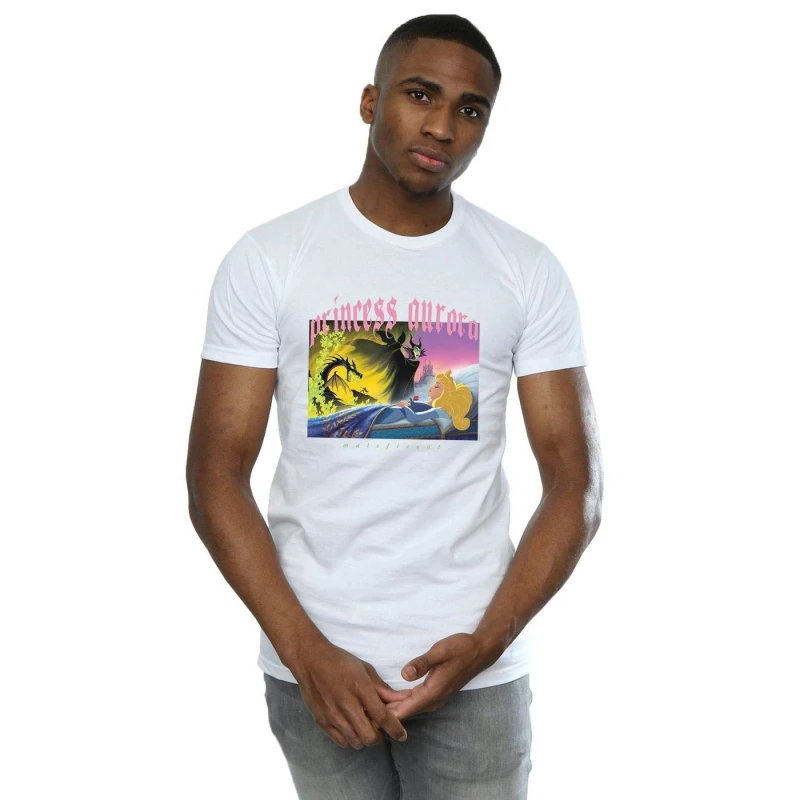 Image of Disney Men Sleeping Beauty And Maleficent T-Shirt in White Size: Small White S Male 5057972526477