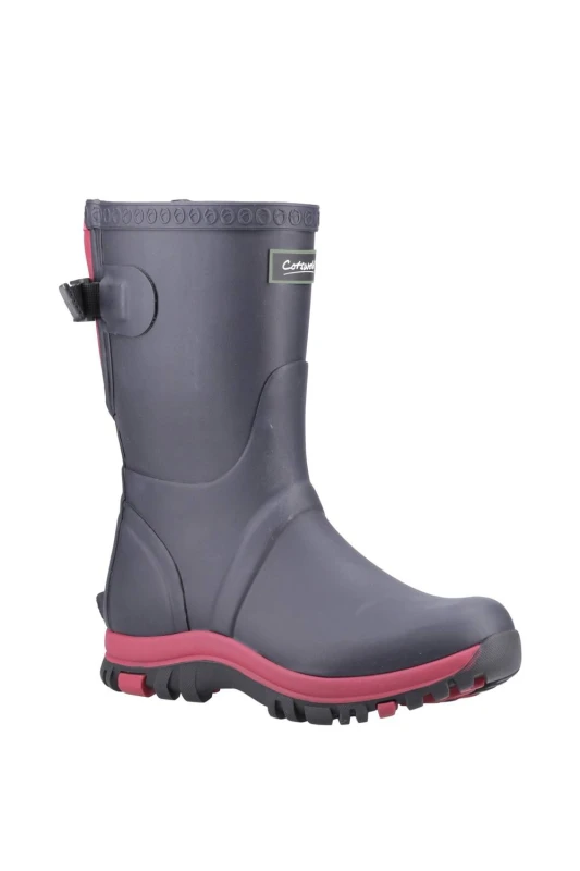 Image of Cotswold Womens Realm Adjustable Short Wellington Boot in Navy Size: 7 Navy Female 7