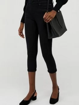 Image of Monsoon Idabella Capri Organic Cotton Denim Jean - Black, Size 10, Women