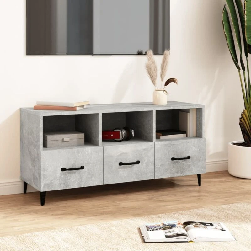 Image of vidaXL TV Cabinet Concrete Grey 102x35x50cm Engineered Wood, Grey 812613