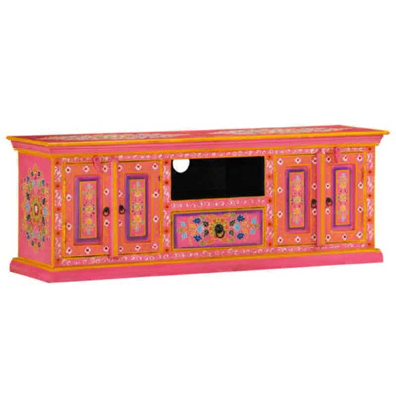 Image of Vidaxl TV Cabinet Pink 110X30X40 Cm Solid Wood Mango