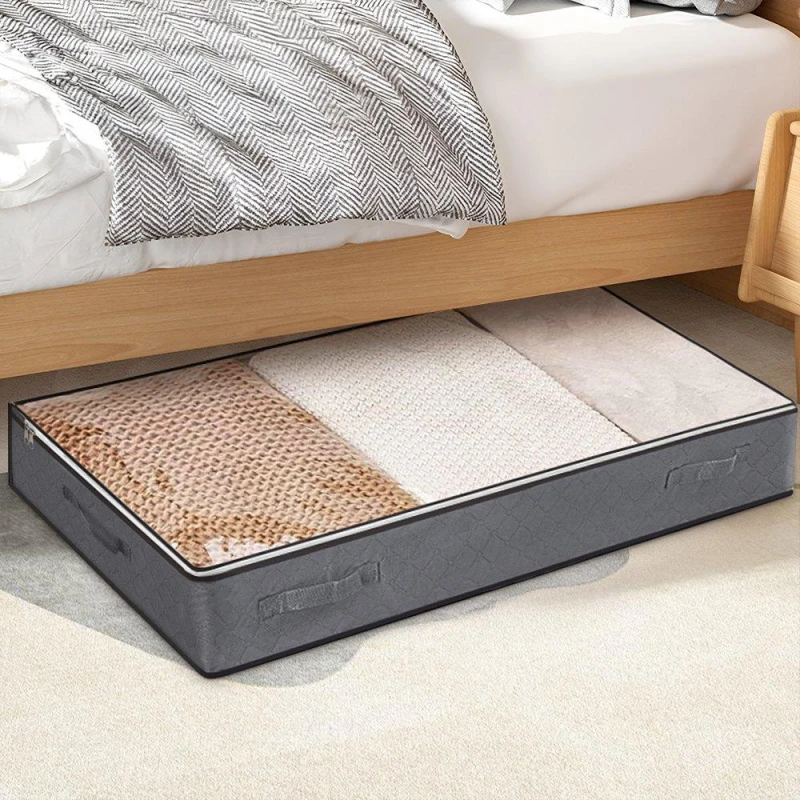 Image of LIFE IDEAS 4pcs Fabric Clothes Storage Box with Handles Grey unisex 4pcs