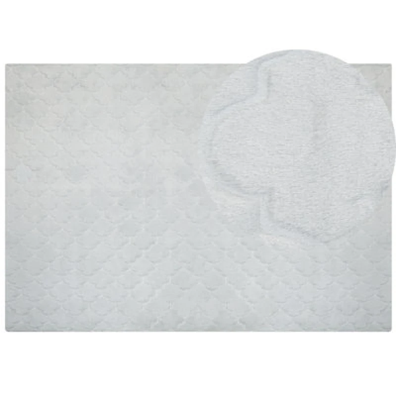 Image of Beliani Faux Fur Rug Gharo Light Grey 160 X 230 Cm