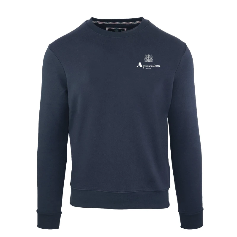 Image of Aquascutum Mens Roundnk Sweat Crew Sweatshirt - Blue Male S