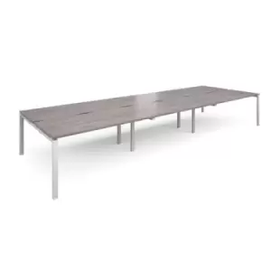 Image of Adapt triple back to back desks 4800mm x 1600mm - white frame and grey oak top