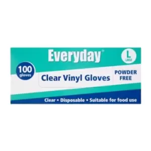 Image of Everyday Disposable Clear Vinyl Gloves - Large 100 per pack