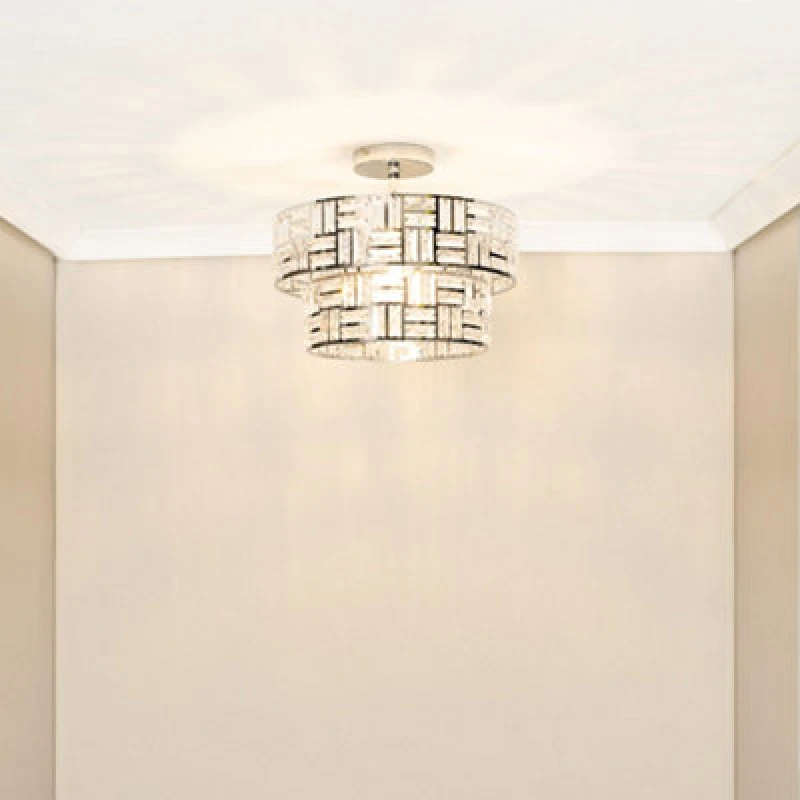 Image of ValueLights Elise Acrylic Jewel Two Tier Ceiling Pendant Light Silver