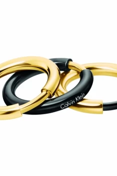 Image of Ladies Calvin Klein Black Ion-plated Steel Size N & Gold Plated Disclose Ring Set Size N.5 KJ5FBR200107