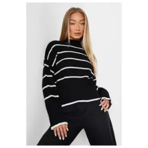 Image of I Saw It First Slouchy Knitted Stripe Jumper - Black