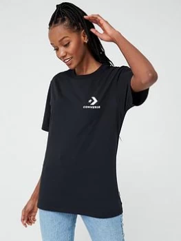 Image of Converse Star Chevron Short Sleeve T-Shirt - Black, Size S, Women