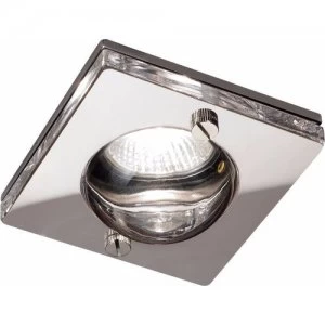 Image of KnightsBridge 50W IP65 Decorative Square Glass Bathroom Downlight - Clear Glass