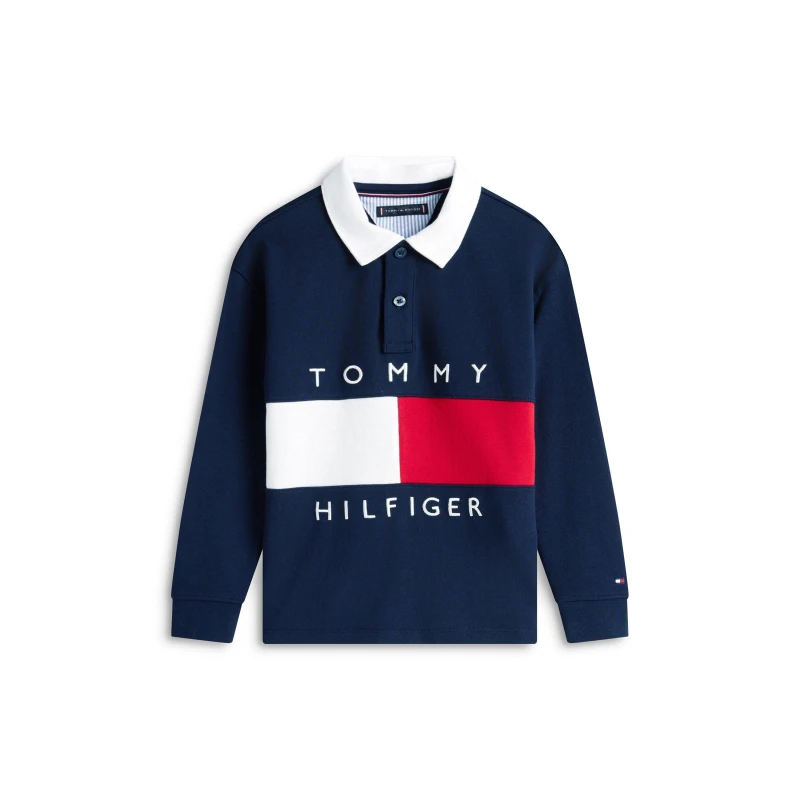 Image of Tommy Hilfiger Kids Heritage Long Sleeve Polo Shirt Night Navy C1G male 12Y