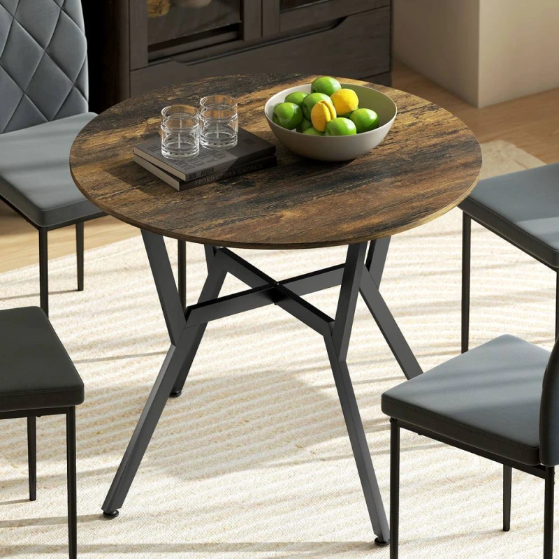Image of HOMCOM Small Kitchen Table with Black Steel Legs, Dining Table in Brown Brown Unisex