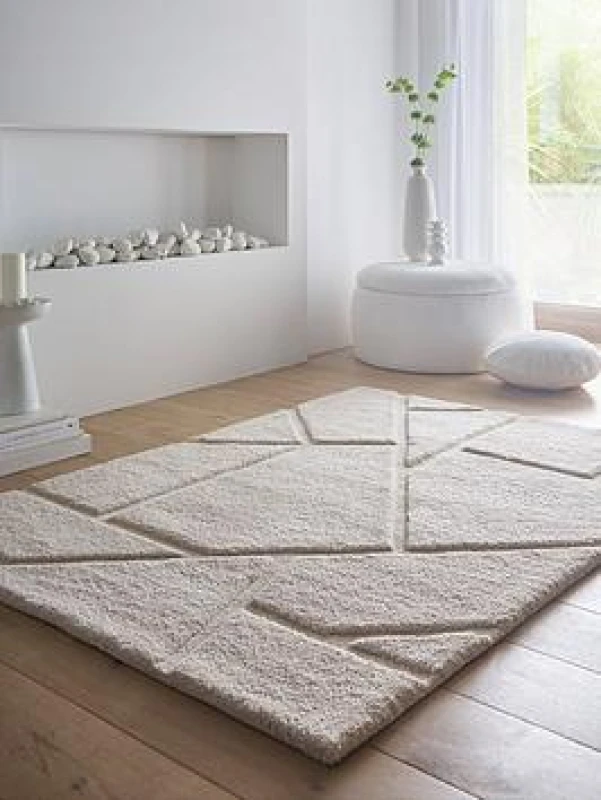 Image of Origins Stack Geometric Rug Cream - Origins - Size: 200X290 Cream 200X290 HR94006