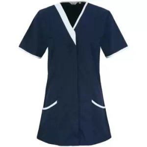 Image of Premier Womens/Ladies Daisy Healthcare Work Tunic (Pack of 2) (14UK) (Navy/ White) - Navy/ White