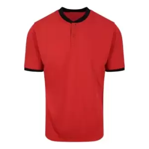Image of AWDis Just Cool Mens Stand Collar Sports Polo (XXL) (Fire Red/Jet Black)
