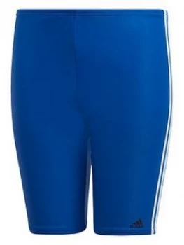 Image of Adidas Swim Fit Jam 3 Stripe Youth Shorts - Blue
