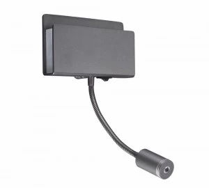 Image of Wall Light Rectangular 2 x 3W LED 3000K, 470lm, Switched Matte Black