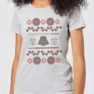 Image of Star Wars Empire Knit Womens Christmas T-Shirt - Grey - M