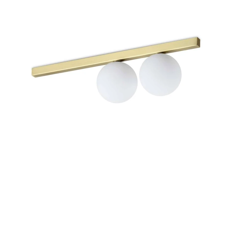 Image of Binomio 2 Light Globe Ceiling Light Brass