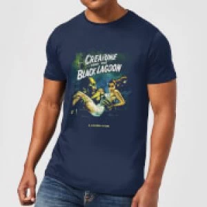 Image of Universal Monsters Creature From The Black Lagoon Vintage Poster Mens T-Shirt - Navy - XXL