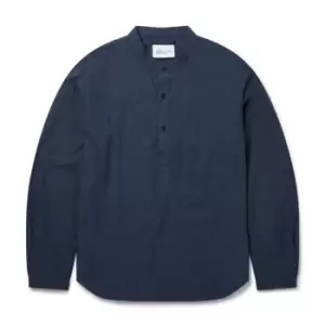 Image of Albam Shirt Collarless Shirt - Blue