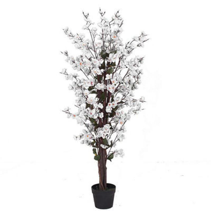 Image of Leaf 120cm Artificial White Blossom Tree 5060532979330