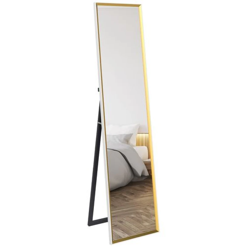 Image of HOMCOM Full Length Mirror Wall Mount Leaning Standing Mirror, White White