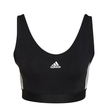 Image of adidas Essentials 3-Stripes Crop Top With Removable Pads - Black/White