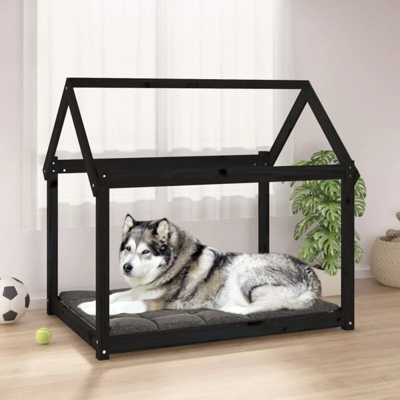 Image of VIDAXL Dog Bed Black 111x80x100cm Solid Wood Pine Vidaxl 8720287207184