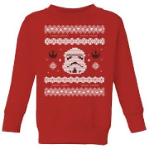 Image of Star Wars Stormtrooper Knit Kids Christmas Sweatshirt - Red - 3-4 Years