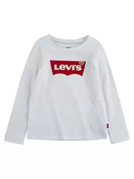 Image of Levis Girls Batwing Long Sleeve T-Shirt - White, Size Age: 10 Years, Women