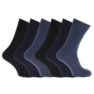 Image of Mens 100% Cotton Ribbed Classic Socks (Pack Of 6) (UK Shoe 6-11, EUR 39-45) (Shade of Blue)