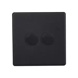 Image of Varilight Urban Screwless LED V-Pro 2 Gang Rotary Dimmer Switch Matt Black