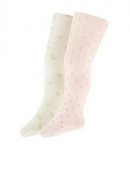 Image of Monsoon Baby Girls 2Pk Glitter Print Tights - Multi