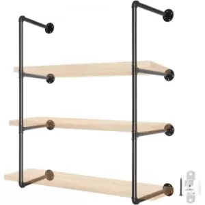 Image of VEVOR Industrial Pipe Shelves 3-Tier Wall Mount Iron Pipe Shelves 2 PCS Pipe Shelving Vintage Black DIY Pipe Bookshelf Each Holds 44lbs Open Kitchen S